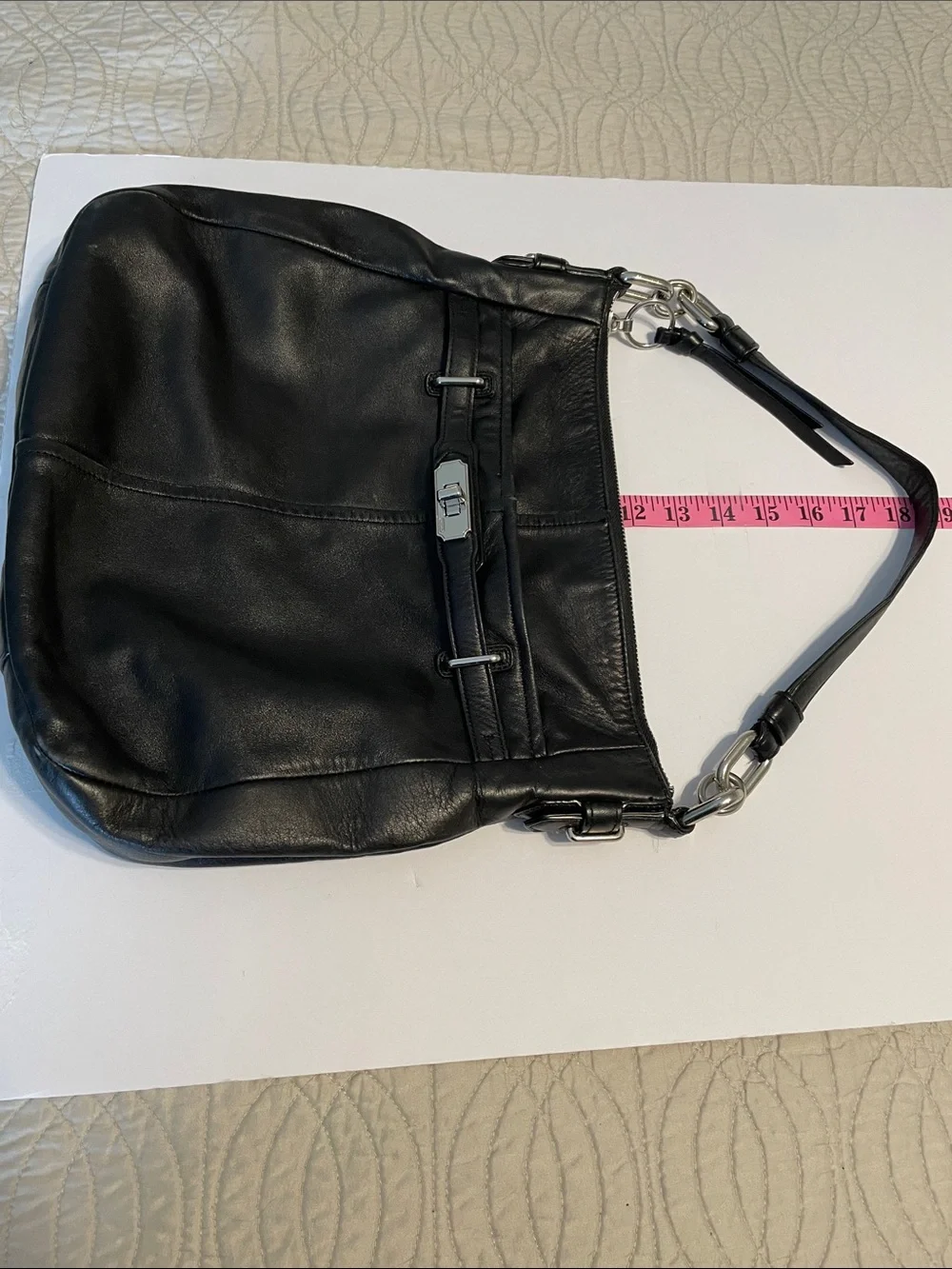 Coach #F17816 Chelsea Ashlyn Black Leather Hobo Shoulder Bag Silver hardware